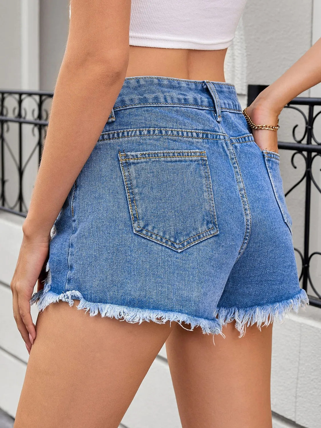 Distressed Raw Hem Denim Shorts - Tigbul's Variety Fashion Shop