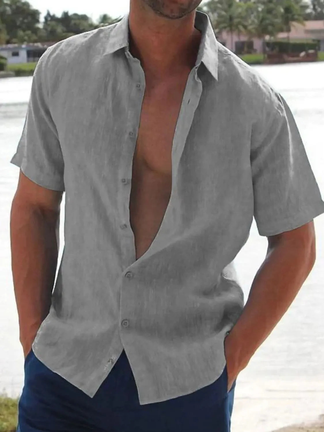 Men's Full Size Button Up Short Sleeve Shirt Plus Size - Tigbul's Variety Fashion Shop