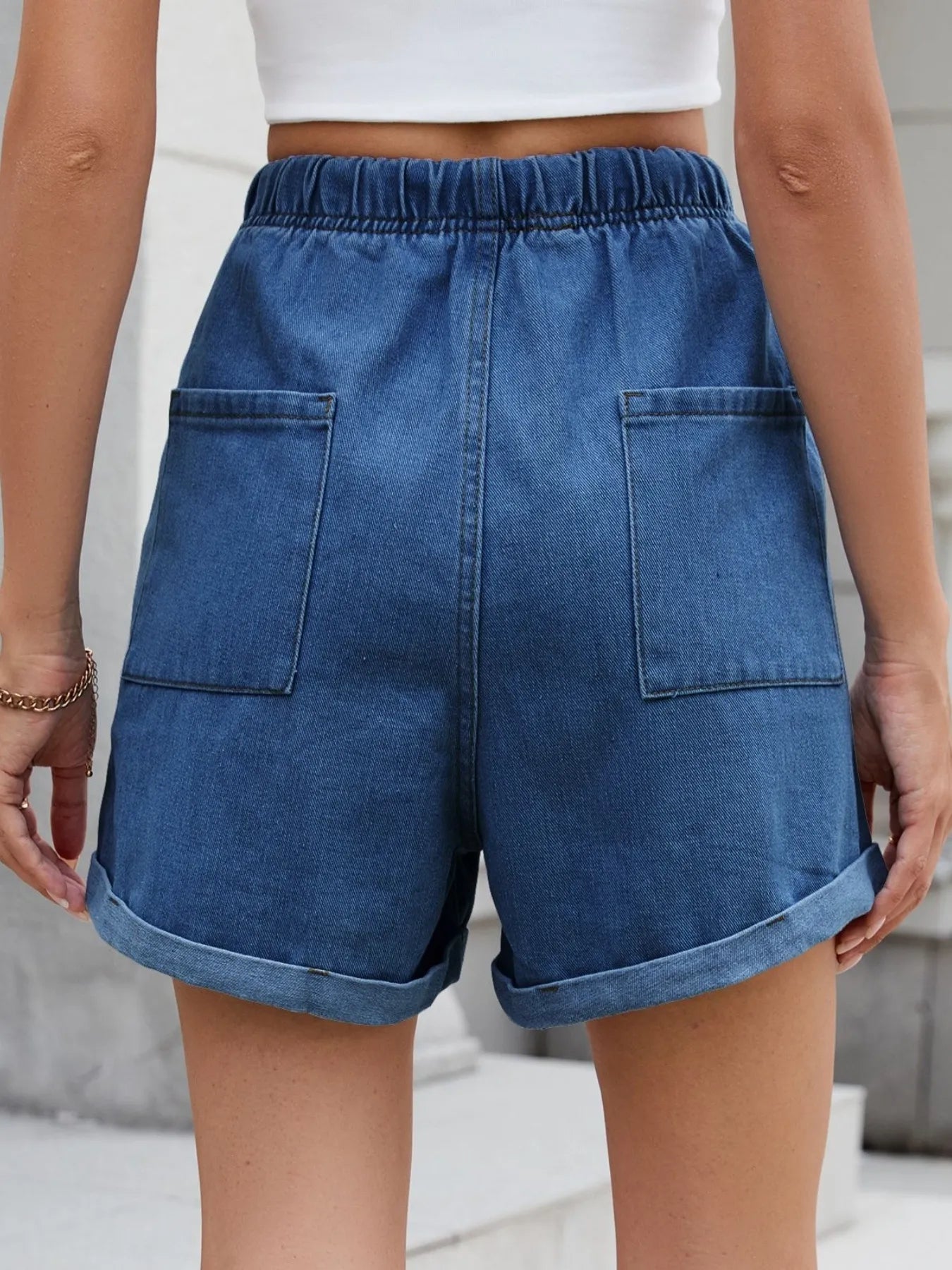 Drawstring Wash Denim Shorts - Tigbul's Variety Fashion Shop