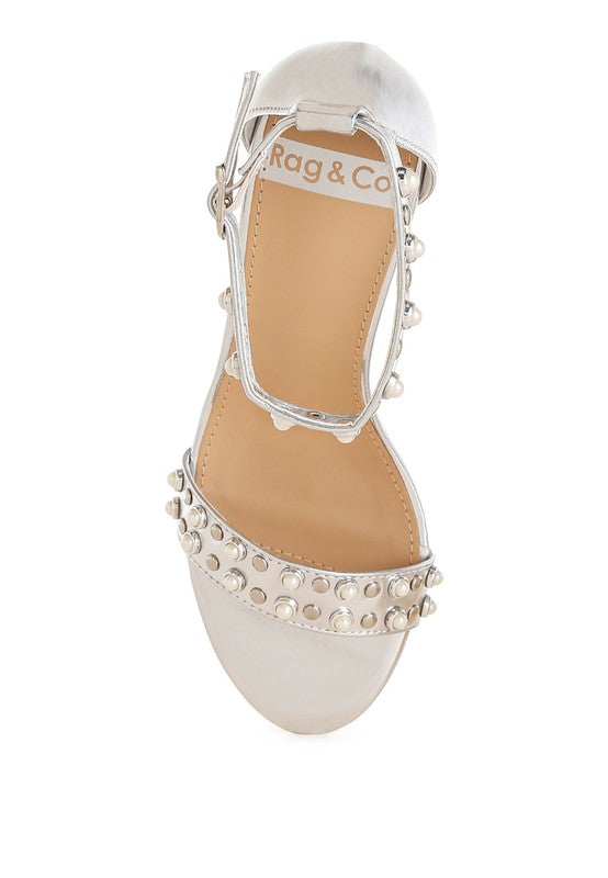 Jumera Metallic Pearl Embellished Wedges - Tigbul's Variety Fashion Shop