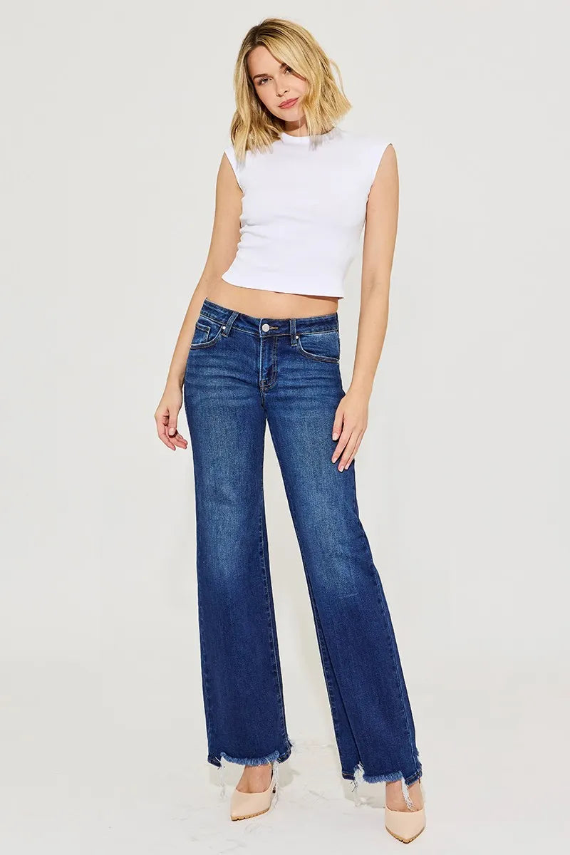 RISEN Full Size Low Rise Wide Leg Jeans Plus Size - Tigbul's Variety Fashion Shop