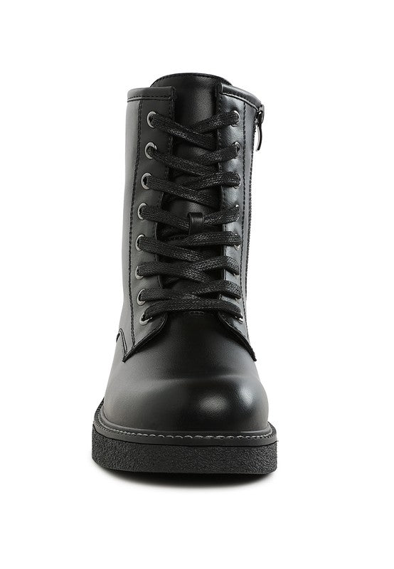Clover Faux Leather Lace Up Boots - Tigbul's Variety Fashion Shop