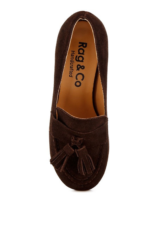 Aloha Tassels Detail Genuine Suede Loafers - Tigbul's Variety Fashion Shop
