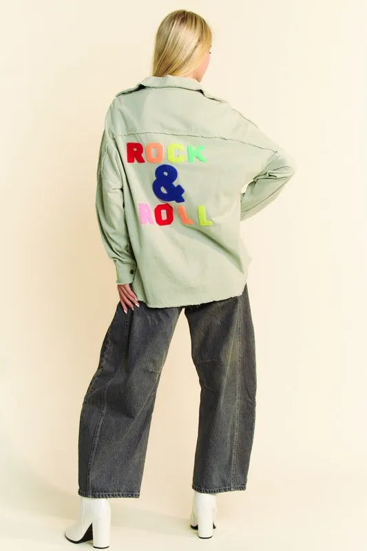 Multi Color Rock & Roll Fringed Hem Loose Fit Shacket - Tigbul's Variety Fashion Shop