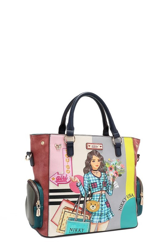 Nicole Lee USA Eco-Leather Handbag with Side Pockets - Tigbul's Variety Fashion Shop