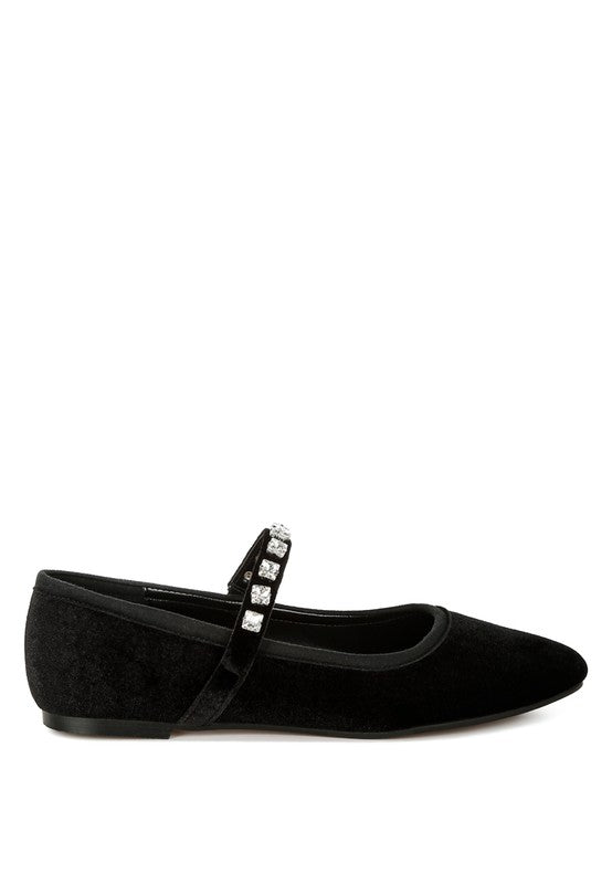 Aralia Velvet Mary Jane Ballerinas - Tigbul's Variety Fashion Shop