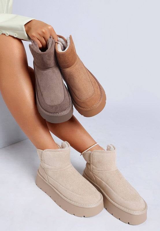 Holias Chunky Heeled Snow Boots - Tigbul's Variety Fashion Shop