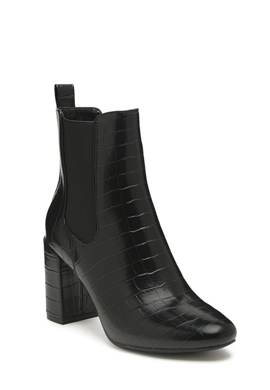 Babbel Faux Leather Block Heel Ankle Boots - Tigbul's Variety Fashion Shop