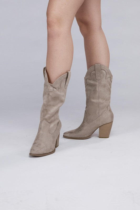 Women's Mid-Calf Point Toe Western Boots - Tigbul's Variety Fashion Shop