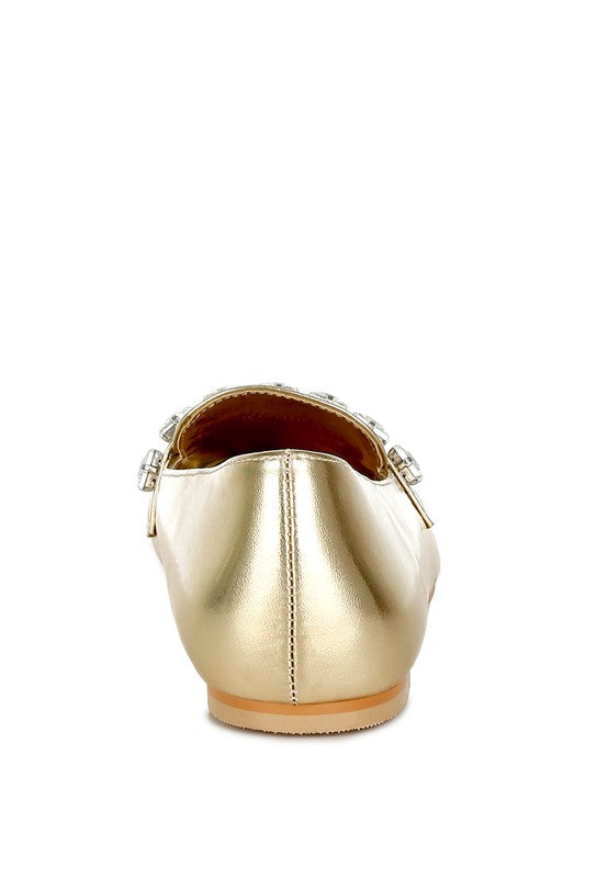 Celosia Metallic Diamante Strap Loafers - Tigbul's Variety Fashion Shop