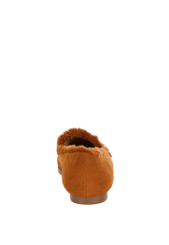 Ohrid Suede & Faux Fur Flat Loafers - Tigbul's Variety Fashion Shop