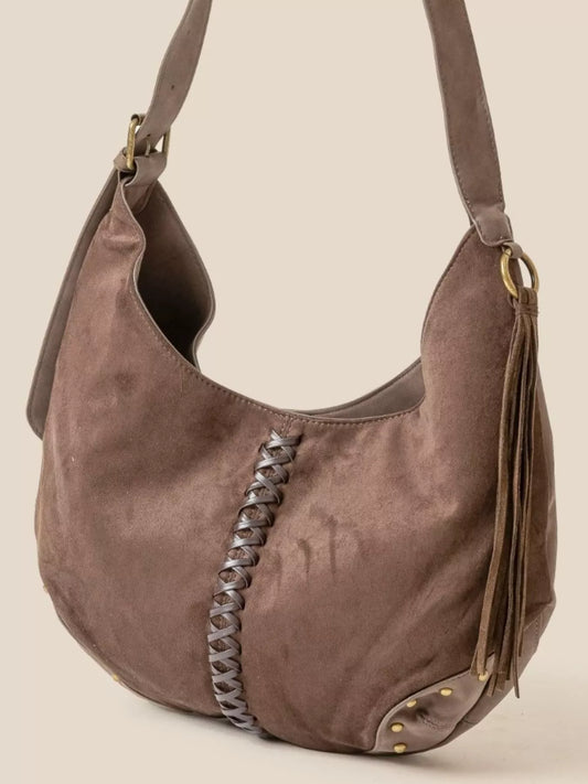 Fame Braided Detail Hobo Shoulder Bag - Tigbul's Variety Fashion Shop