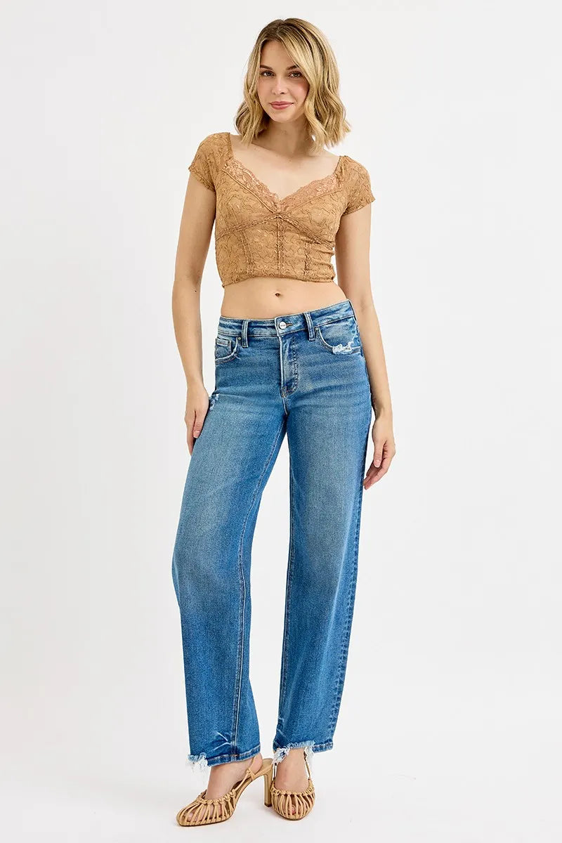 RISEN Full Size Mid Rise Baggy Jeans Plus Size - Tigbul's Variety Fashion Shop