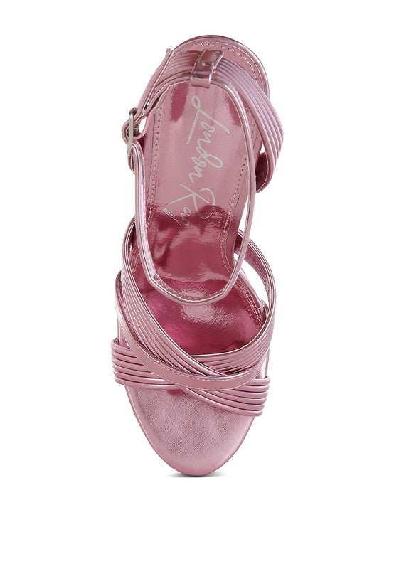 Socialite Metallic Ankle Strap Heel Sandals - Tigbul's Variety Fashion Shop