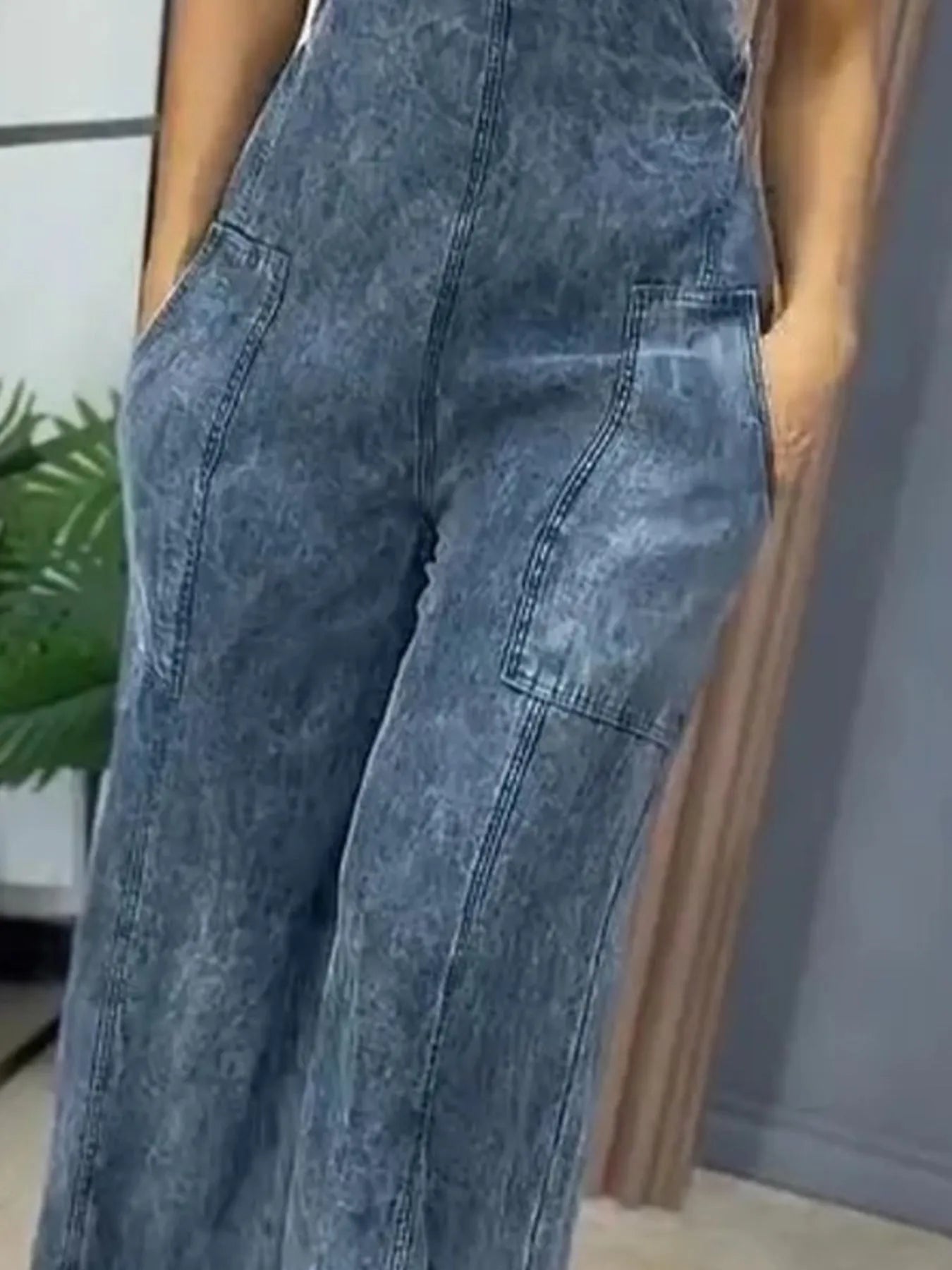 Full Size Wide Leg Washed Denim Overalls Plus Size - Tigbul's Variety Fashion Shop