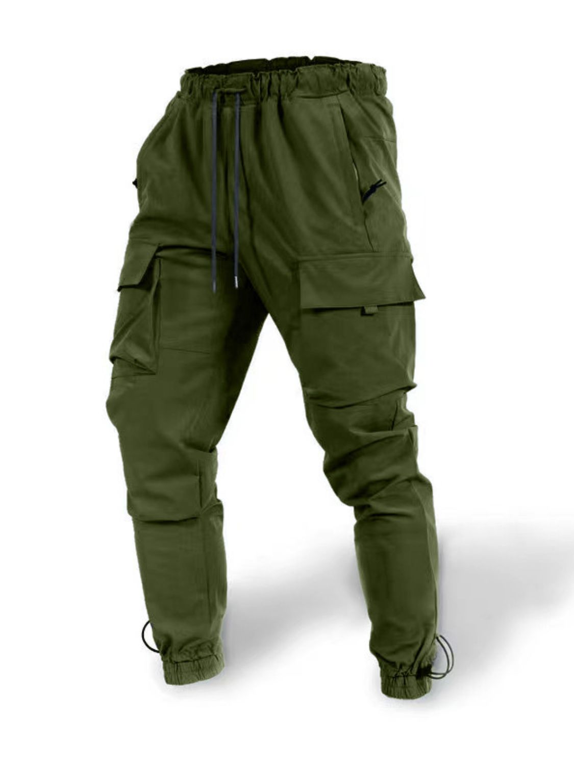 Men's Plus Size Drawstring Pants with Cargo Pockets - Tigbul's Variety Fashion Shop