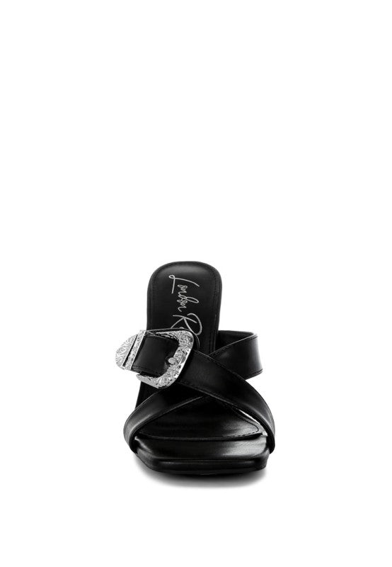 Mohaya Engraved Metallic Buckle Sandals - Tigbul's Variety Fashion Shop