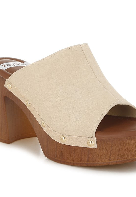 Masaki Soft Suede Leather Wooden Clogs - Tigbul's Variety Fashion Shop