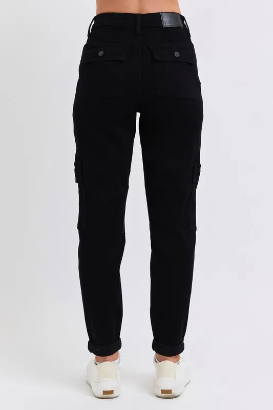 Judy Blue Black High Waist Cargo Cuffed Jogger - Tigbul's Variety Fashion Shop