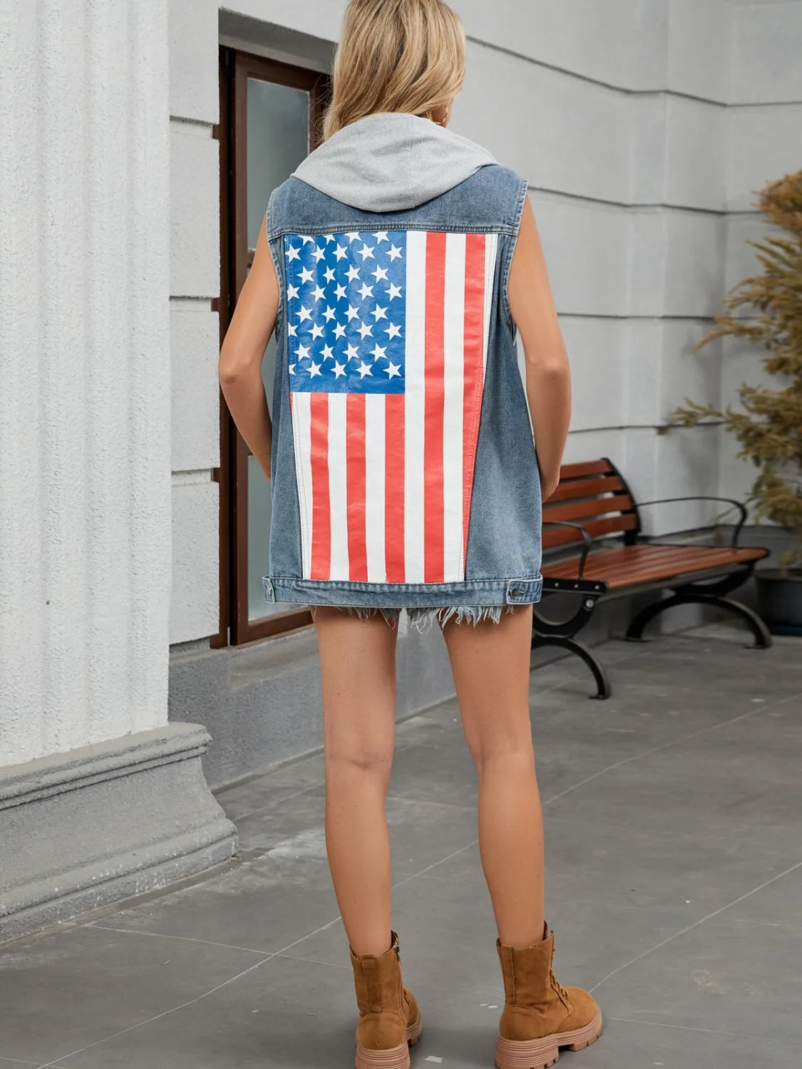 US Flag Button Up Denim Jacket - Tigbul's Variety Fashion Shop