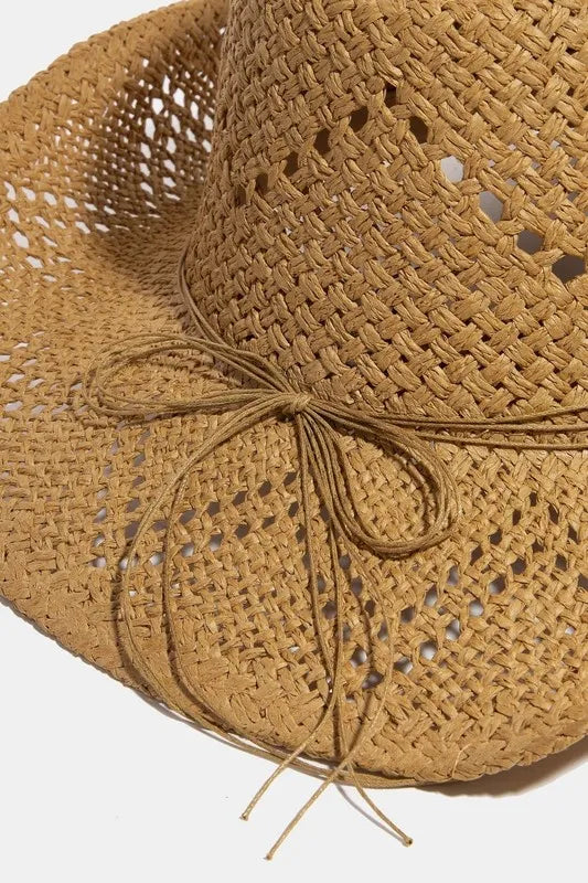 Fame Mixed Beaded Strap Western Fedora Straw Hat - Tigbul's Variety Fashion Shop
