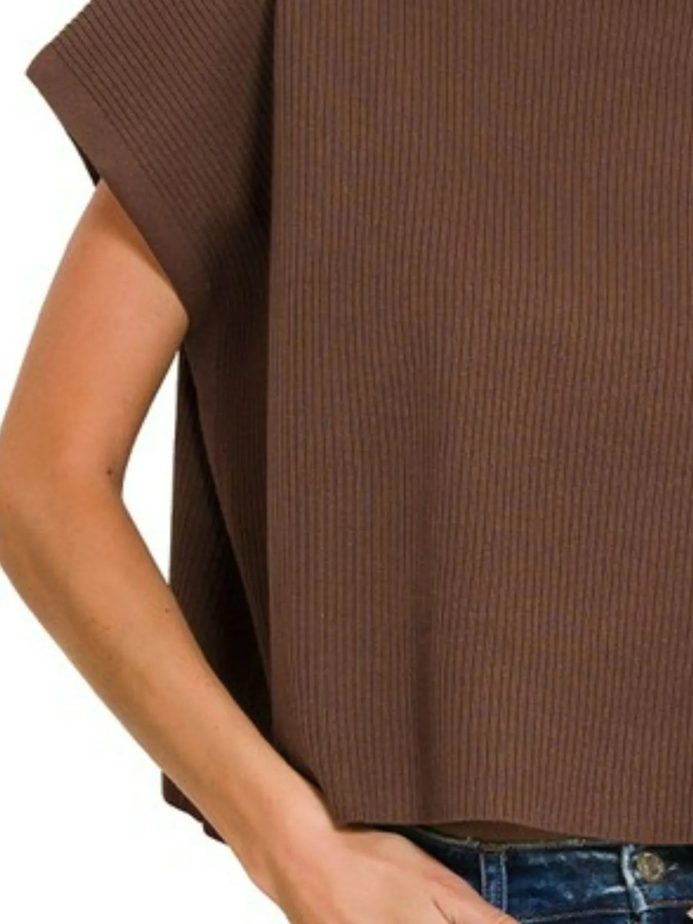 Zenana Viscose Mock Neck Short Sleeve Boxy Sweater - Tigbul's Variety Fashion Shop