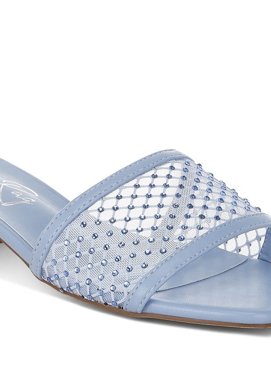 Kenzia Rhinestone Studded Slip-On Heels - Tigbul's Variety Fashion Shop