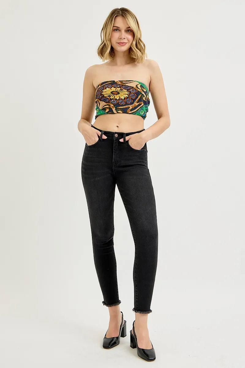 RISEN Full Size Tummy Control High Rise Adjustable Waist Skinny Jeans Plus Size - Tigbul's Variety Fashion Shop