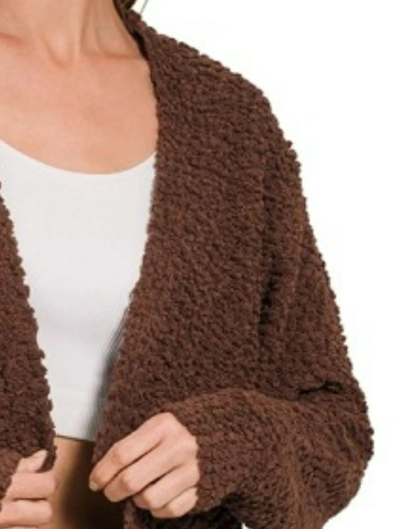Zenana Long Sleeve Popcorn Sweater Cardigan with Pockets - Tigbul's Variety Fashion Shop