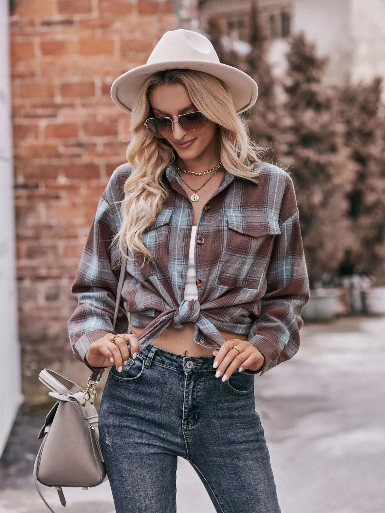 Plaid Button-Down Long Sleeve Shirt - Tigbul's Variety Fashion Shop