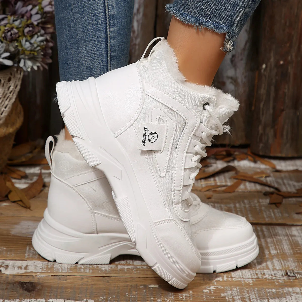 High-Top Platform Chunky Sneaker Boots Lace-Up - Tigbul's Variety Fashion Shop