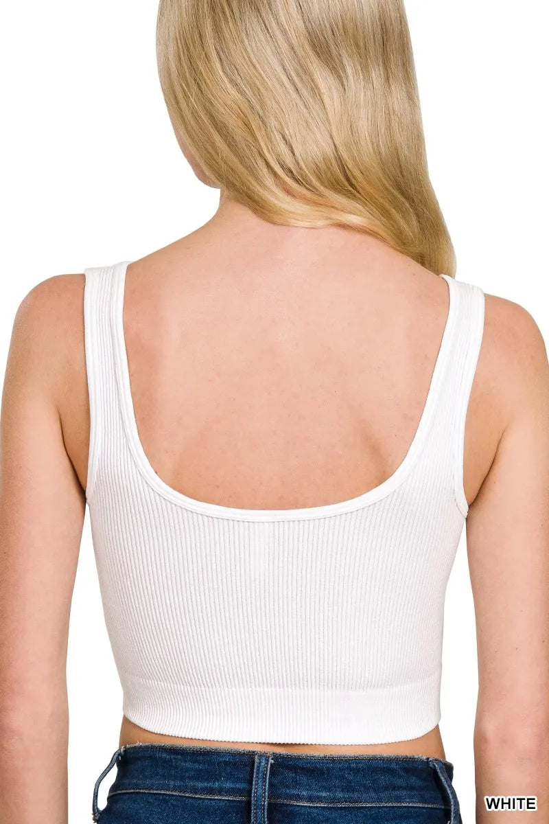 Zenana Seamless Split Neck Bra Tank Top - Tigbul's Variety Fashion Shop