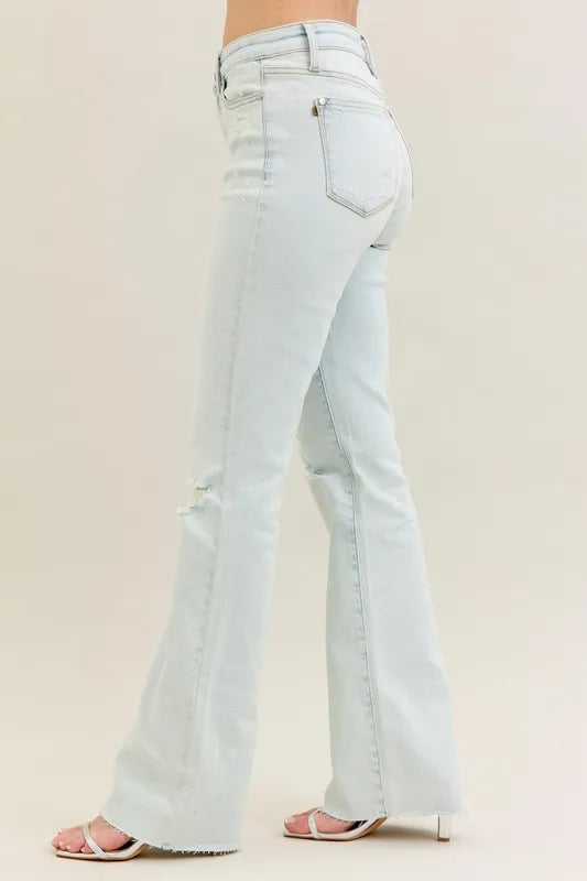 Judy Blue Full Size Destroy & Fray Hem Bootcut Jeans Plus Size - Tigbul's Variety Fashion Shop