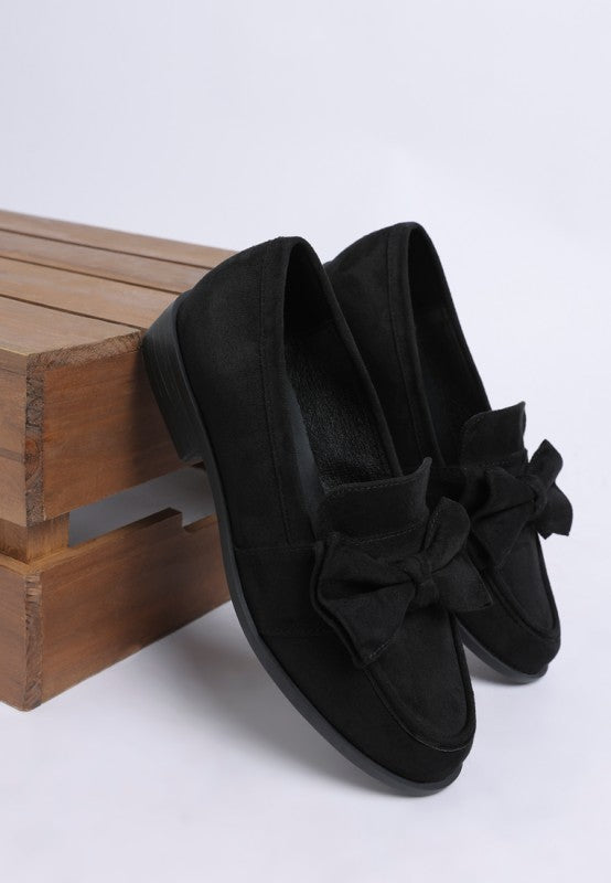 Havisham Bow Accent Heeled Loafers - Tigbul's Variety Fashion Shop