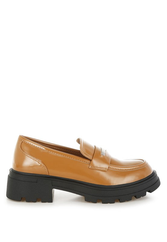 Gleam Stride Faux Leather Chunky Loafers - Tigbul's Variety Fashion Shop