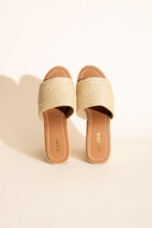 Tan Wedge High Platform Sandals - Tigbul's Variety Fashion Shop