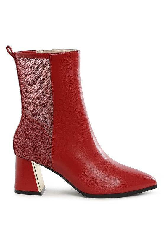 Mimosa Mesh Detail Pointy Ankle Boots - Tigbul's Variety Fashion Shop