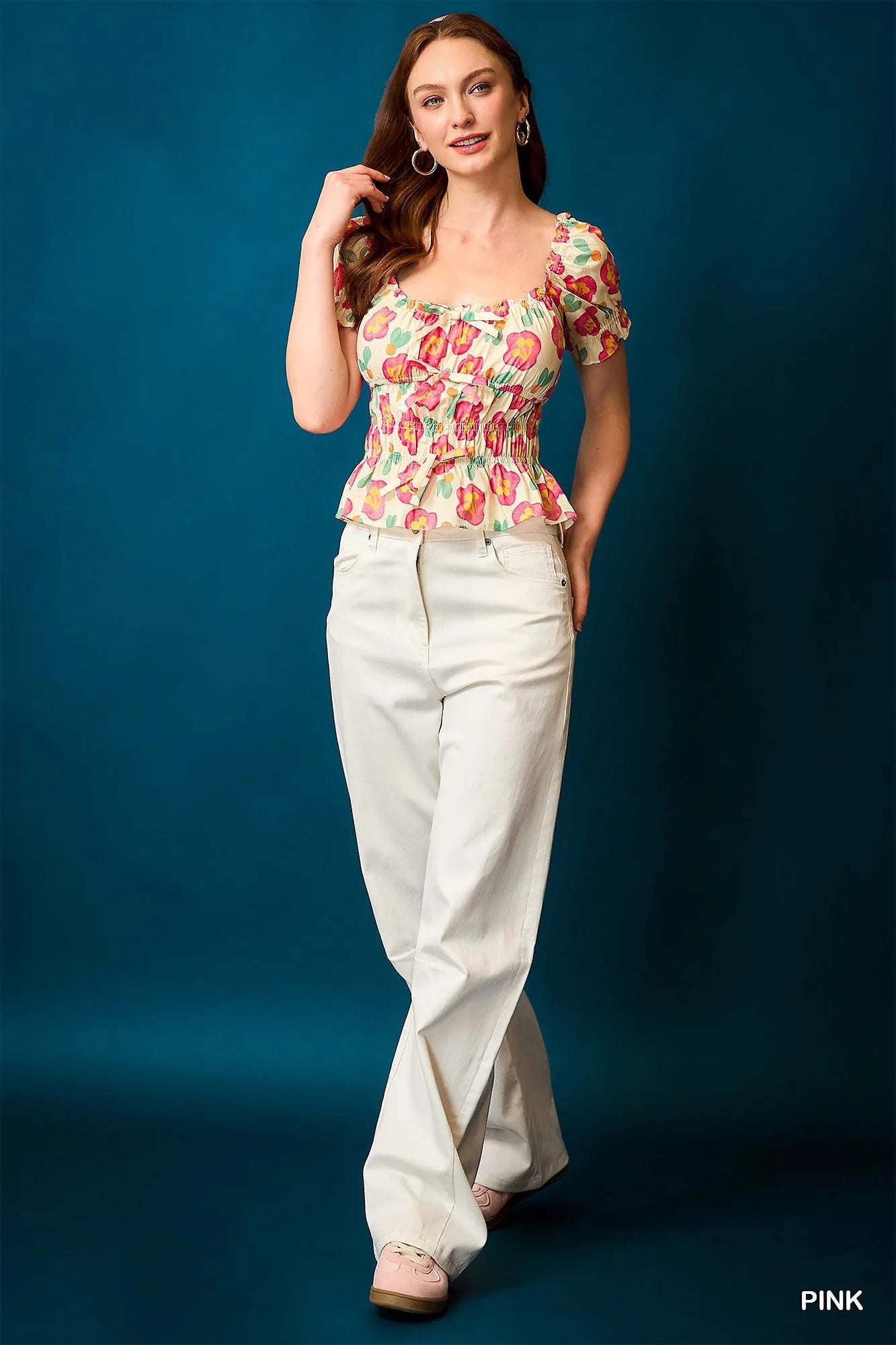 Umgee Floral Smocked Peplum Blouse - Tigbul's Variety Fashion Shop