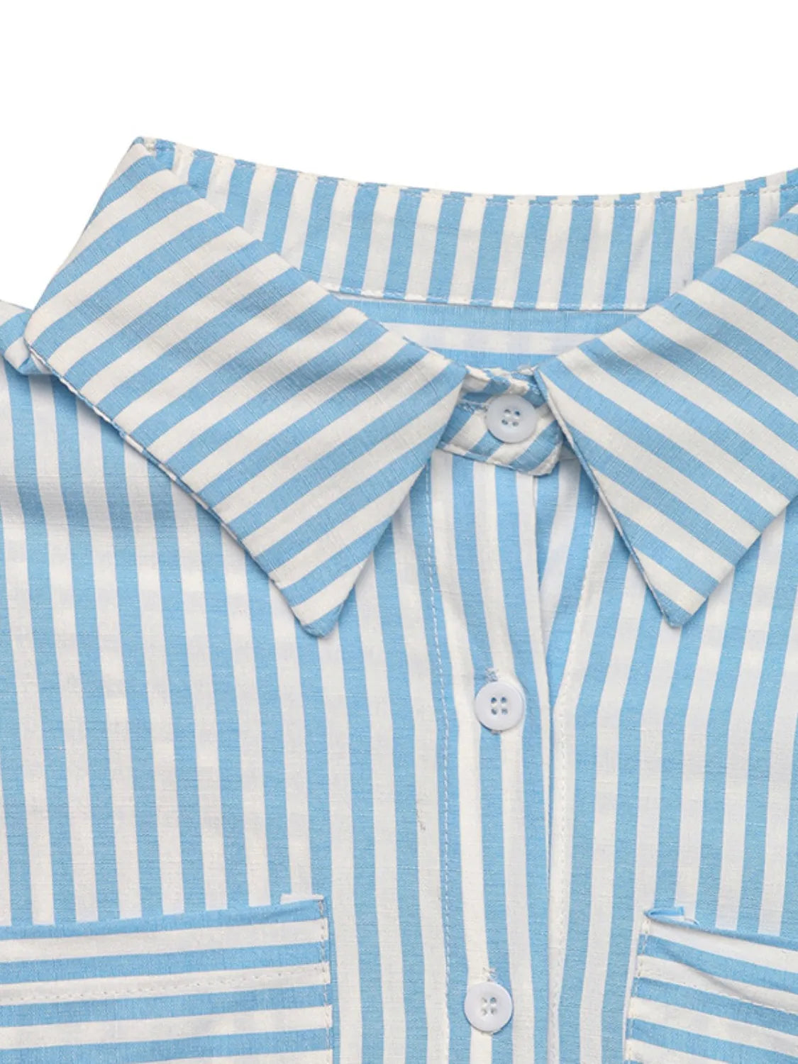 Striped Collared Neck Short Sleeve Shirt - Tigbul's Variety Fashion Shop