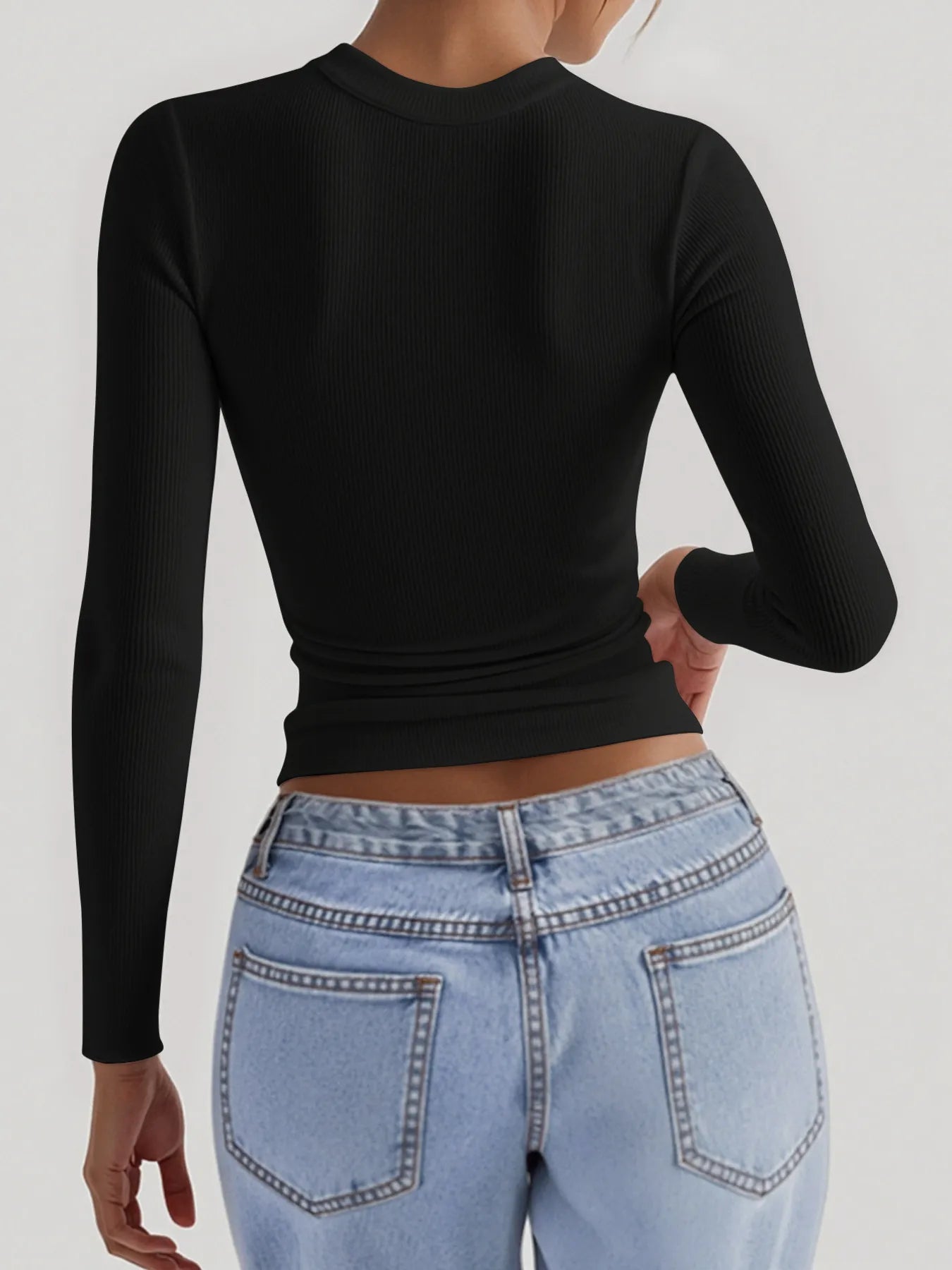 Square Neck Long Sleeve T-Shirt - Tigbul's Variety Fashion Shop