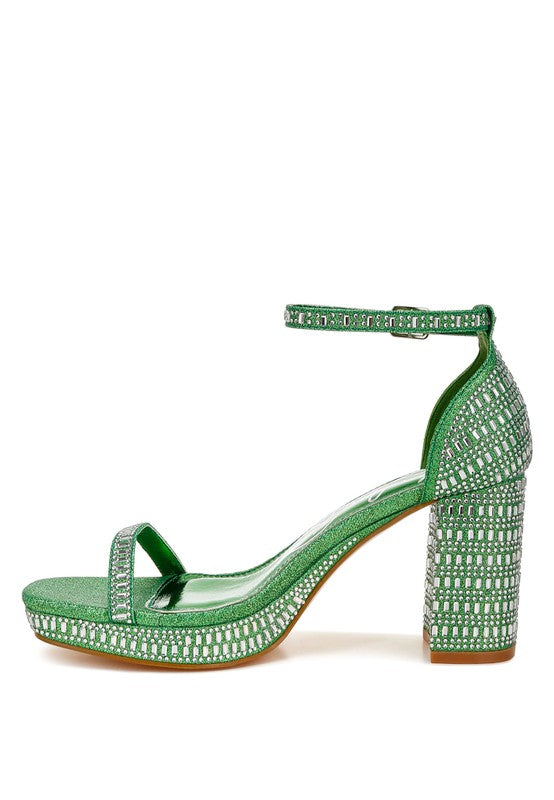 Ronan Rhinestones Embellished Block Sandals - Tigbul's Variety Fashion Shop