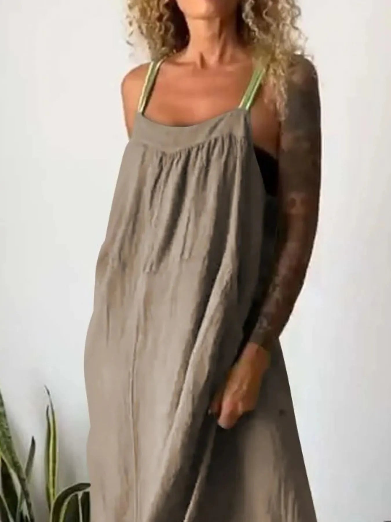 Ruched Cami Maxi Dress with Pockets Size Small - 5XL Plus - Tigbul's Variety Fashion Shop