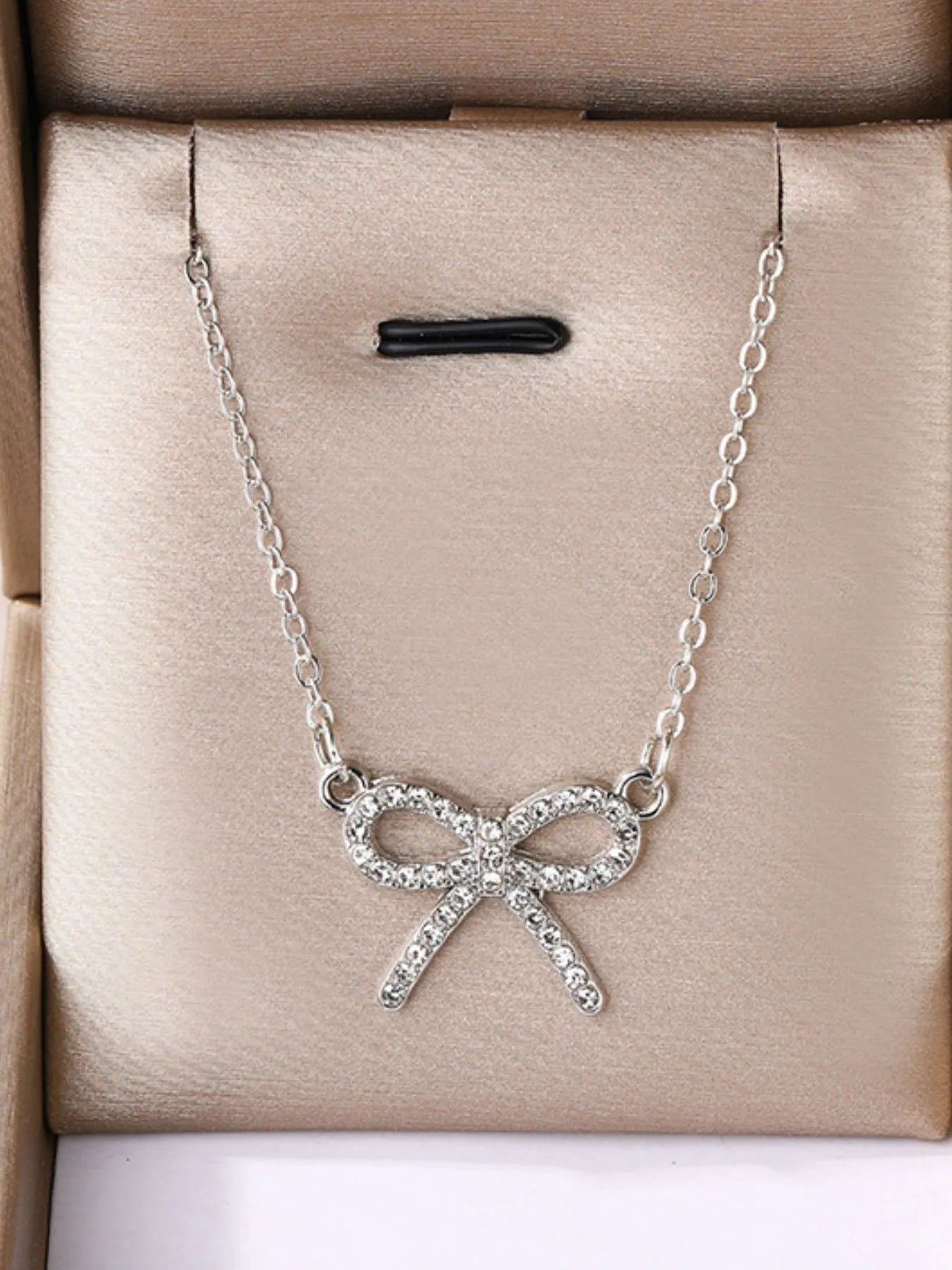 Zircon Bow Pendant Necklace - Tigbul's Variety Fashion Shop