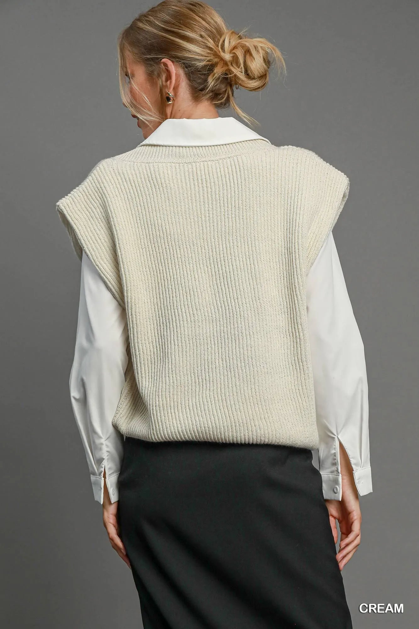 Umgee Oversized V Neck Vest - Tigbul's Variety Fashion Shop
