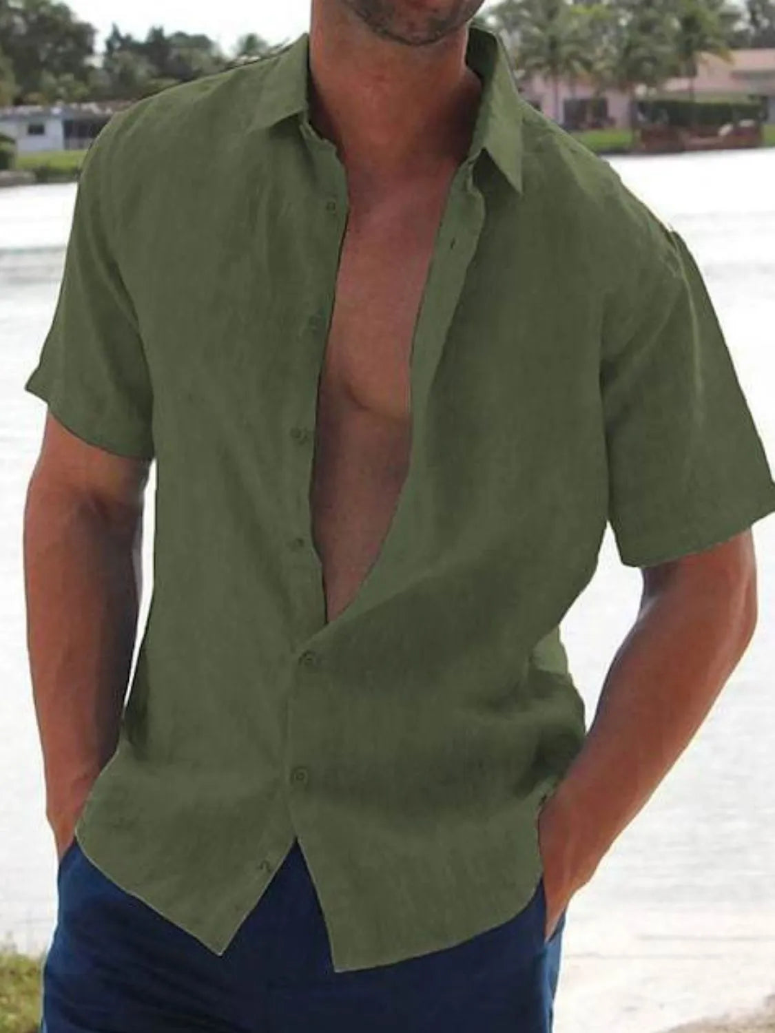 Men's Full Size Button Up Short Sleeve Shirt Plus Size - Tigbul's Variety Fashion Shop