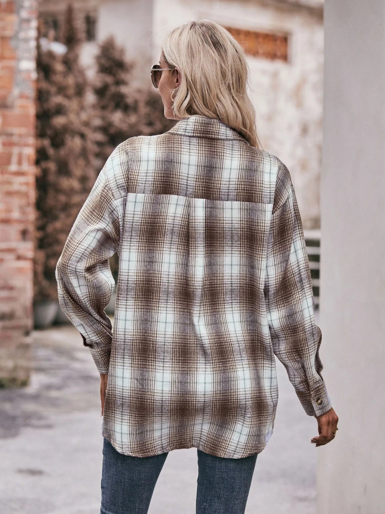 Plaid Button-Down Long Sleeve Shirt - Tigbul's Variety Fashion Shop