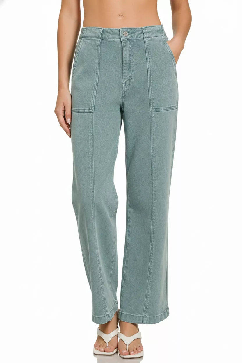 Zenana Straight Leg Utility Pocket Jeans - Tigbul's Variety Fashion Shop