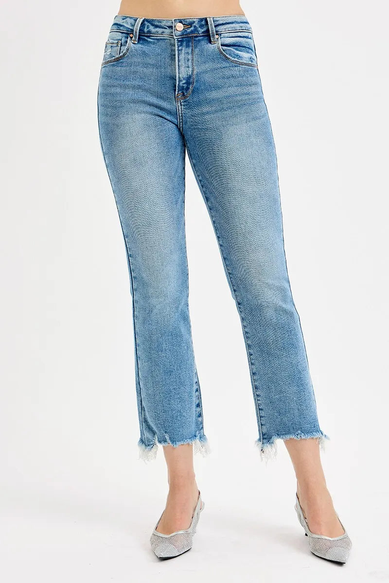 RISEN Full Size High Rise Crop Straight Slim Jeans Plus Size - Tigbul's Variety Fashion Shop