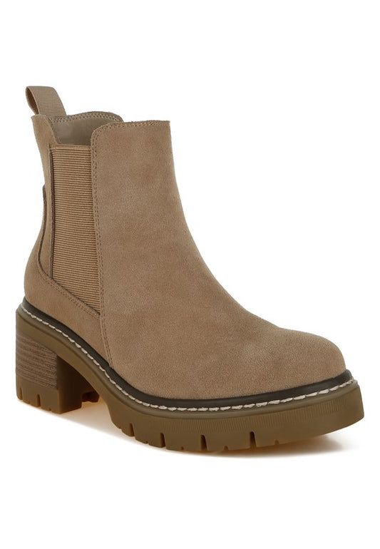Vostok Suede Chunky Chelsea Boots - Tigbul's Variety Fashion Shop