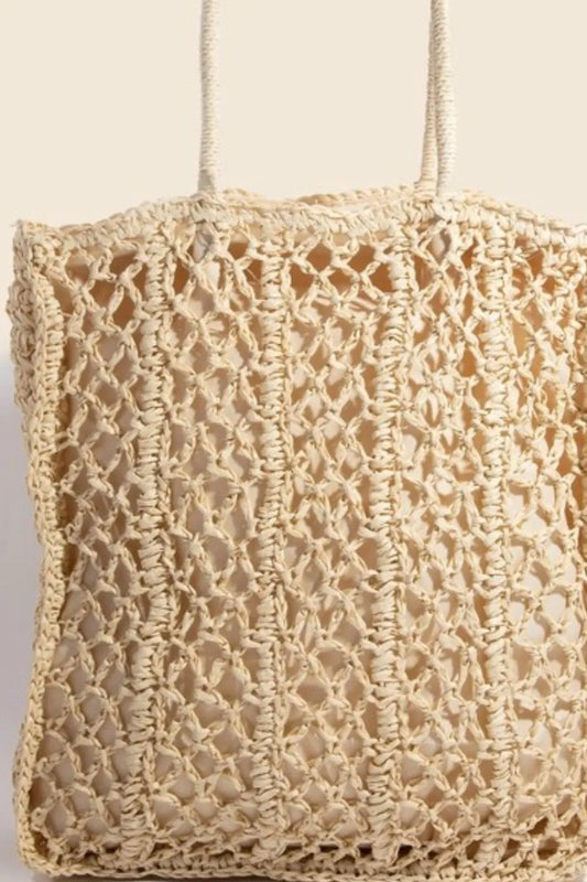 Ivory Intricate Braided Tote Bag - Tigbul's Variety Fashion Shop